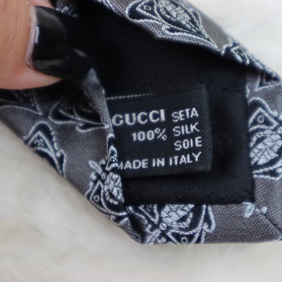 Gucci Gray Patterned Silk Tie - Picture 3 of 7